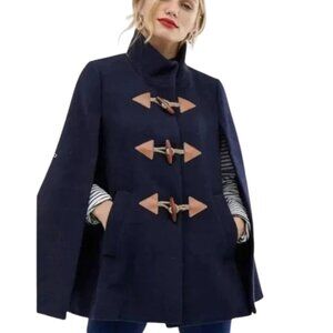 J CREW Toggle Closure Wool Cashmere Cape Coat Dark Navy in Size S/M